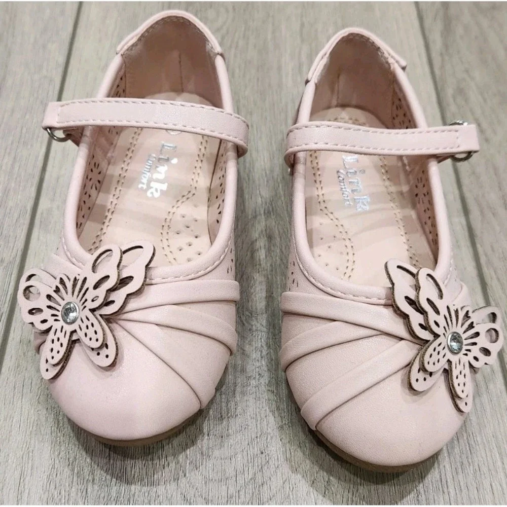 Girls Toddler Light Pink Butterfly‎ Dress Shoes Spring Easter Wedding Size 7